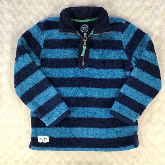 Joules Shirts \u0026 Tops | Joules Rugby Sherpa Pullover Blue Stripes Fuzzy | Color: Blue | Size: 8b | Wildflowerandco's Closet